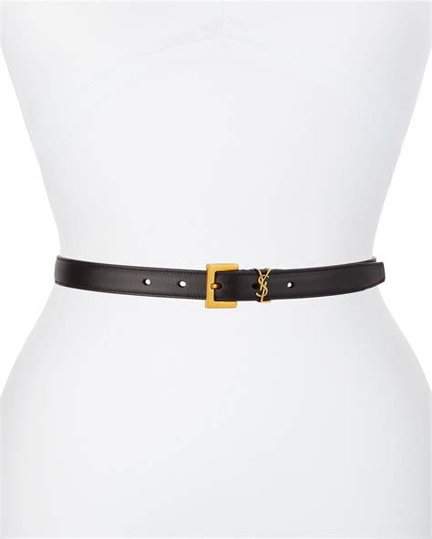 saint laurent golden ysl monogram leather belt 375.00|Saint Laurent Golden YSL Monogram Leather Belt.